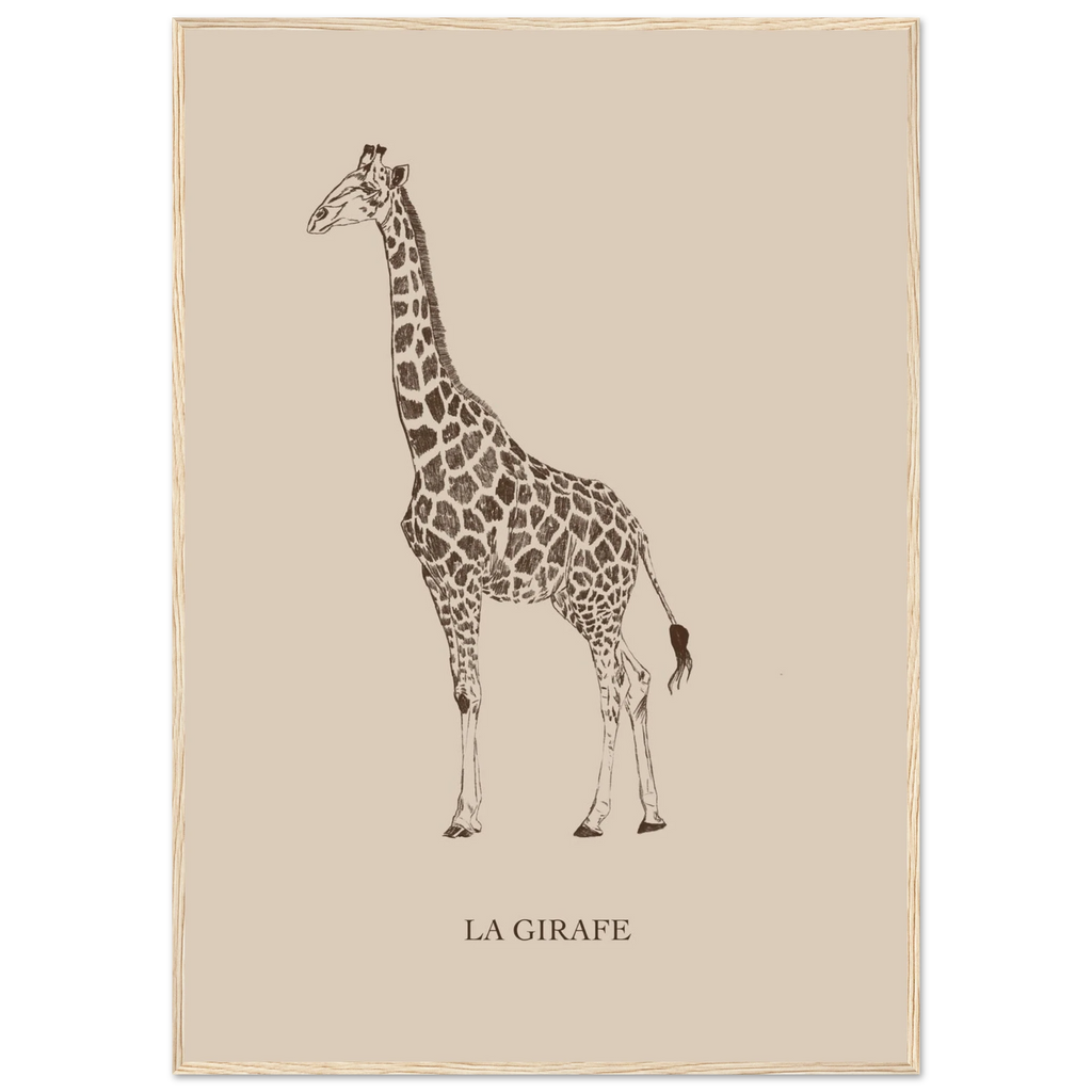 La girafe version marron, trait fin et texture crayon – ADR Gallery