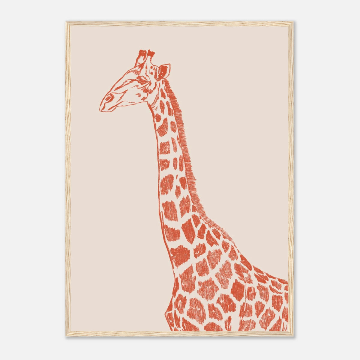 La grande girafe version couleur, girafe détaillée au crayon