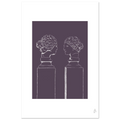 Affiche Double buste violet, sculpture classique et touche moderne – ADR Gallery