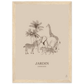 Jardin d'Enfants version marron, animaux sous les palmiers au crayon