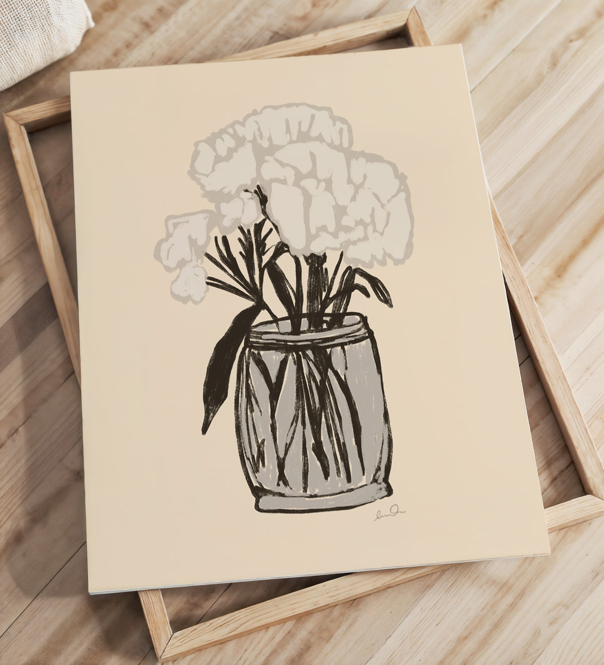 Bouquet de fleur blanches, illustration d'Émilie J. Ouellet – affiche d’art