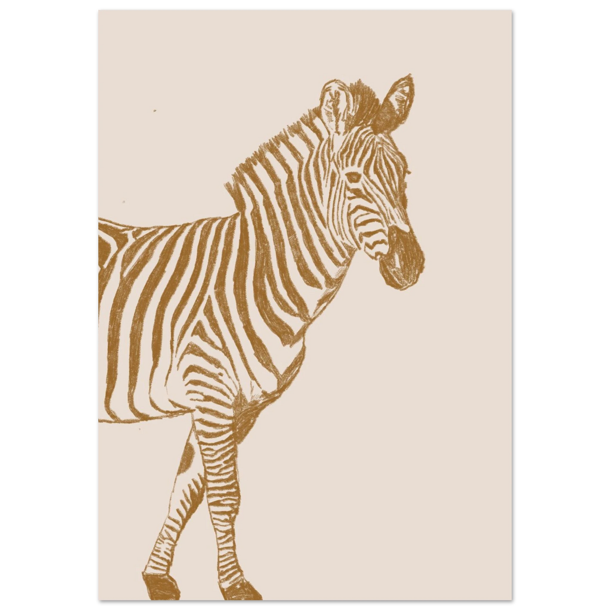 Le grand zèbre version couleur, illustration douce pour chambre de bébé