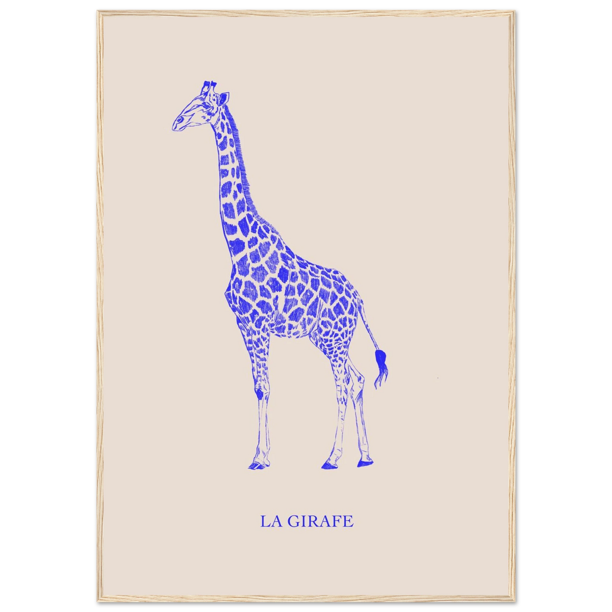 La girafe bleu électrique, univers animalier aux tons vibrants