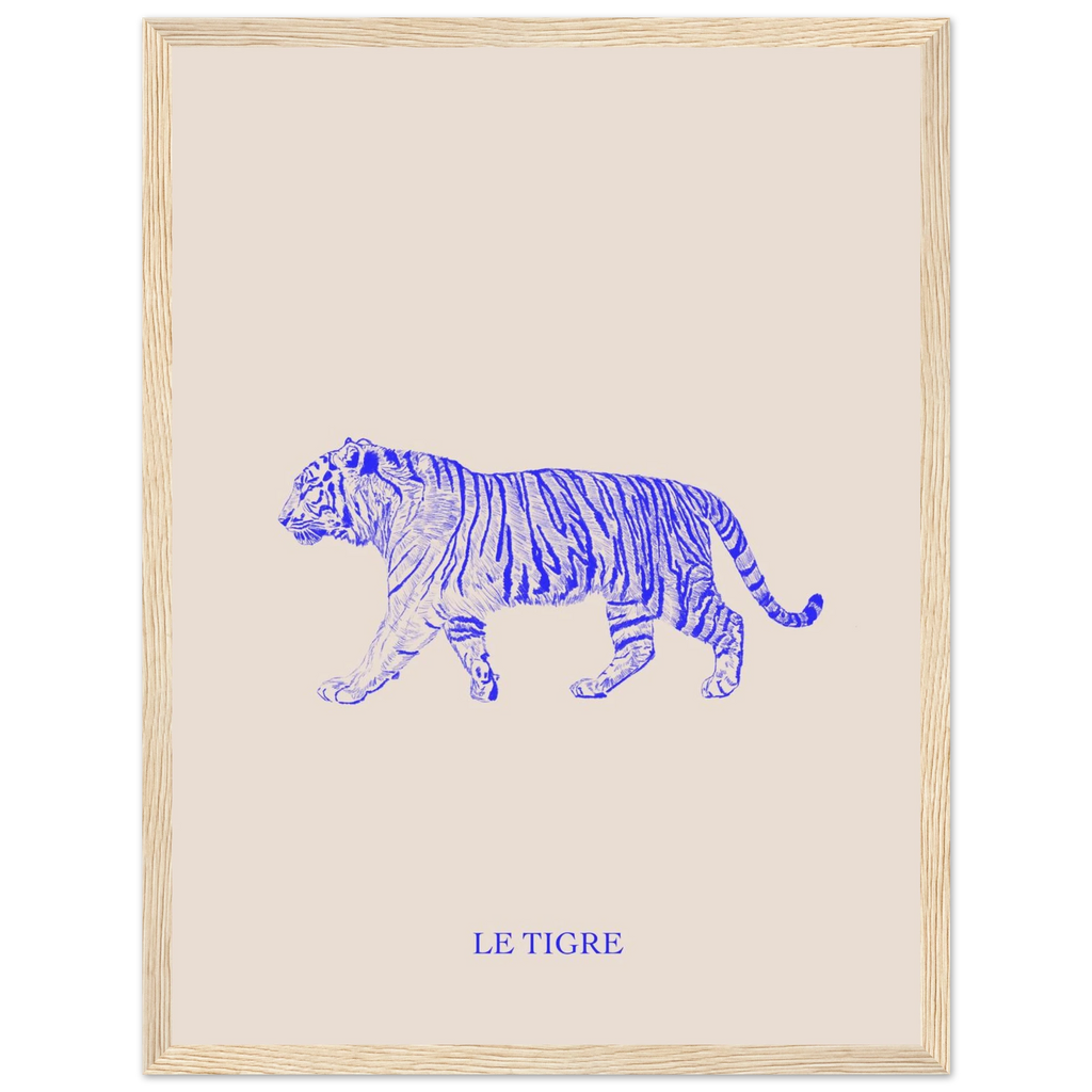 Le tigre bleu électrique, trait fin et texture subtile – ADR Gallery