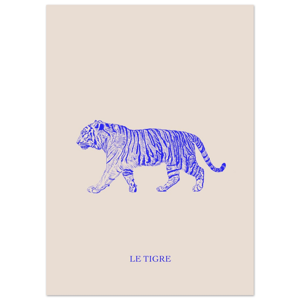 Le tigre bleu électrique, affiche cadeau de naissance – ADR Gallery