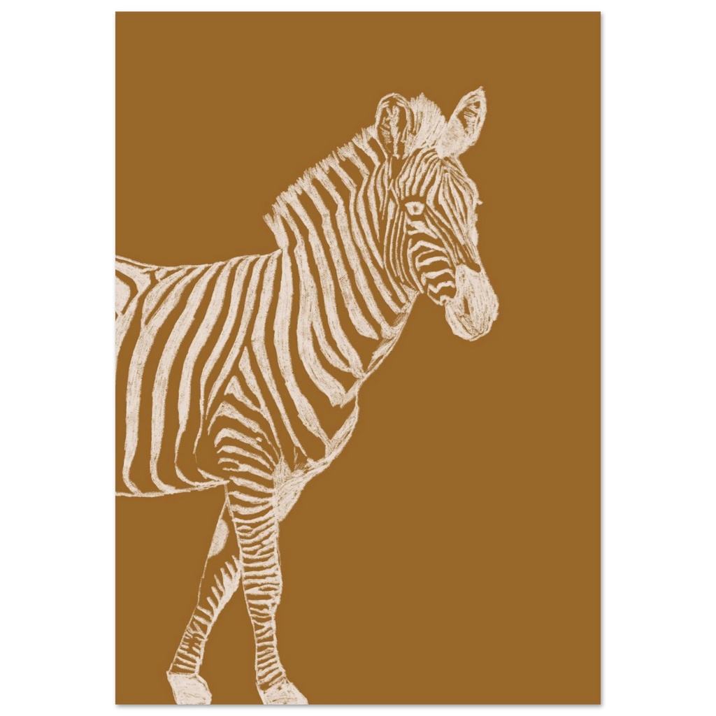 Le zèbre version camel, illustration au crayon d'Aude de Riberolles – affiche chambre d'enfant
