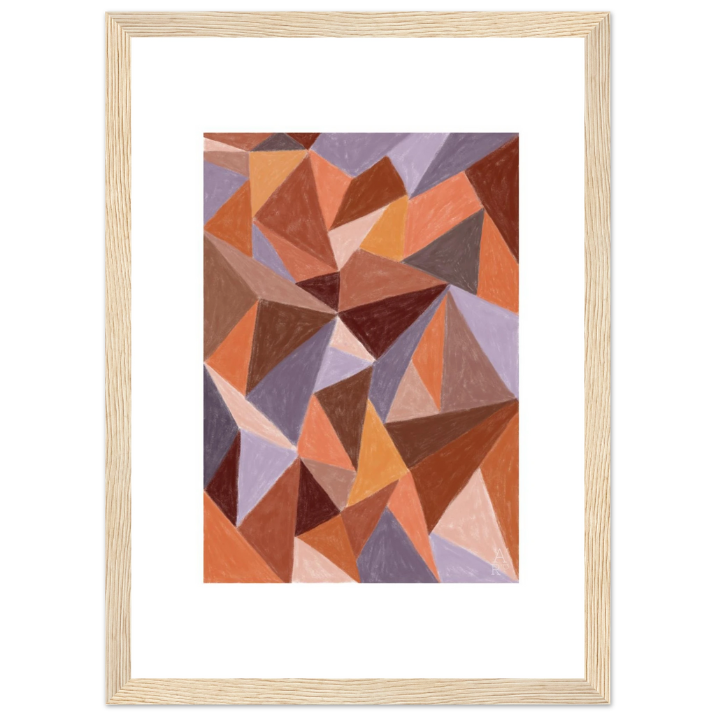 Patchworks N°4 encadrée, texture de la craie d'art – Aude de Riberolles