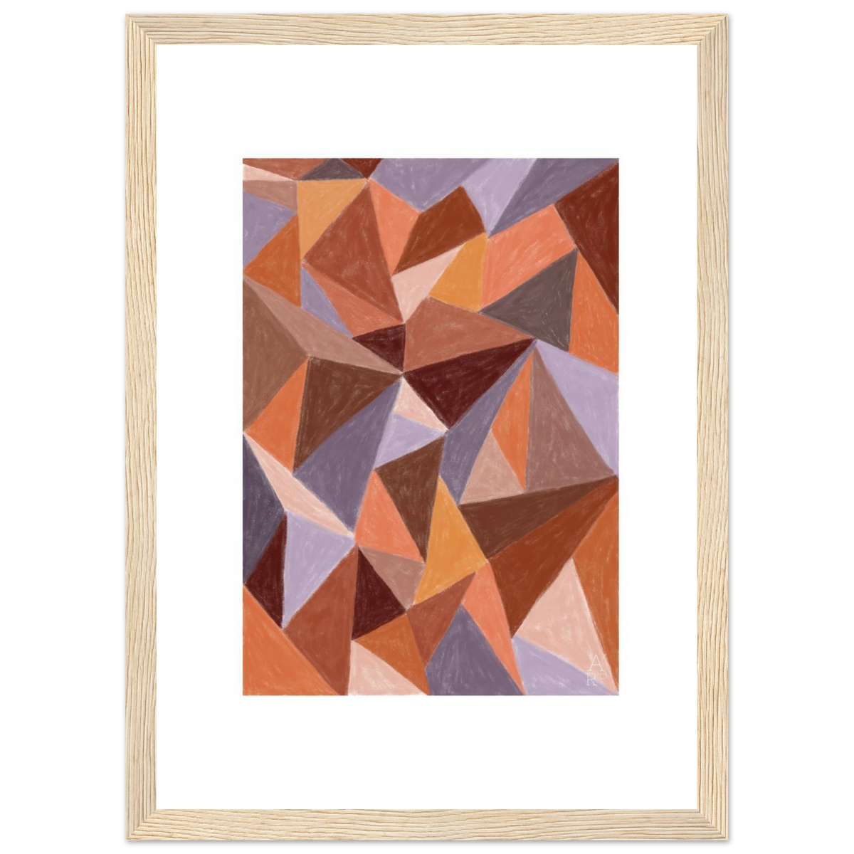 Patchworks N°4 encadrée, texture de la craie d'art – Aude de Riberolles