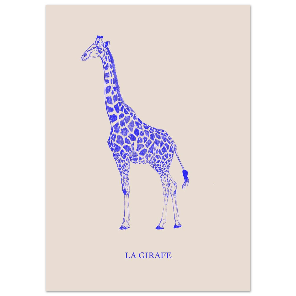 La girafe bleu électrique en décoration murale – ADR Gallery