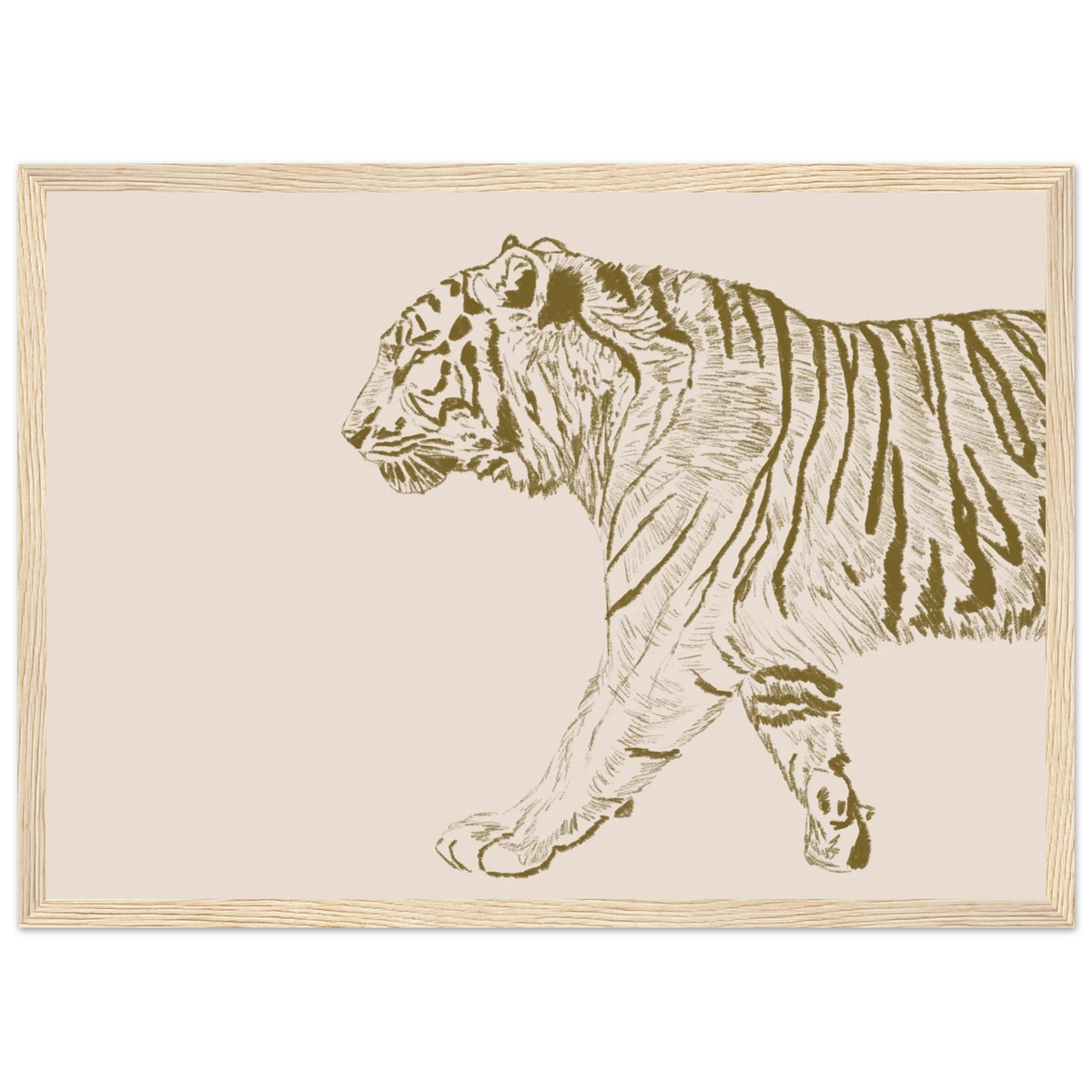 Le grand tigre version couleur encadré en décoration murale