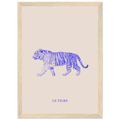 Le tigre bleu électrique encadré en décoration murale