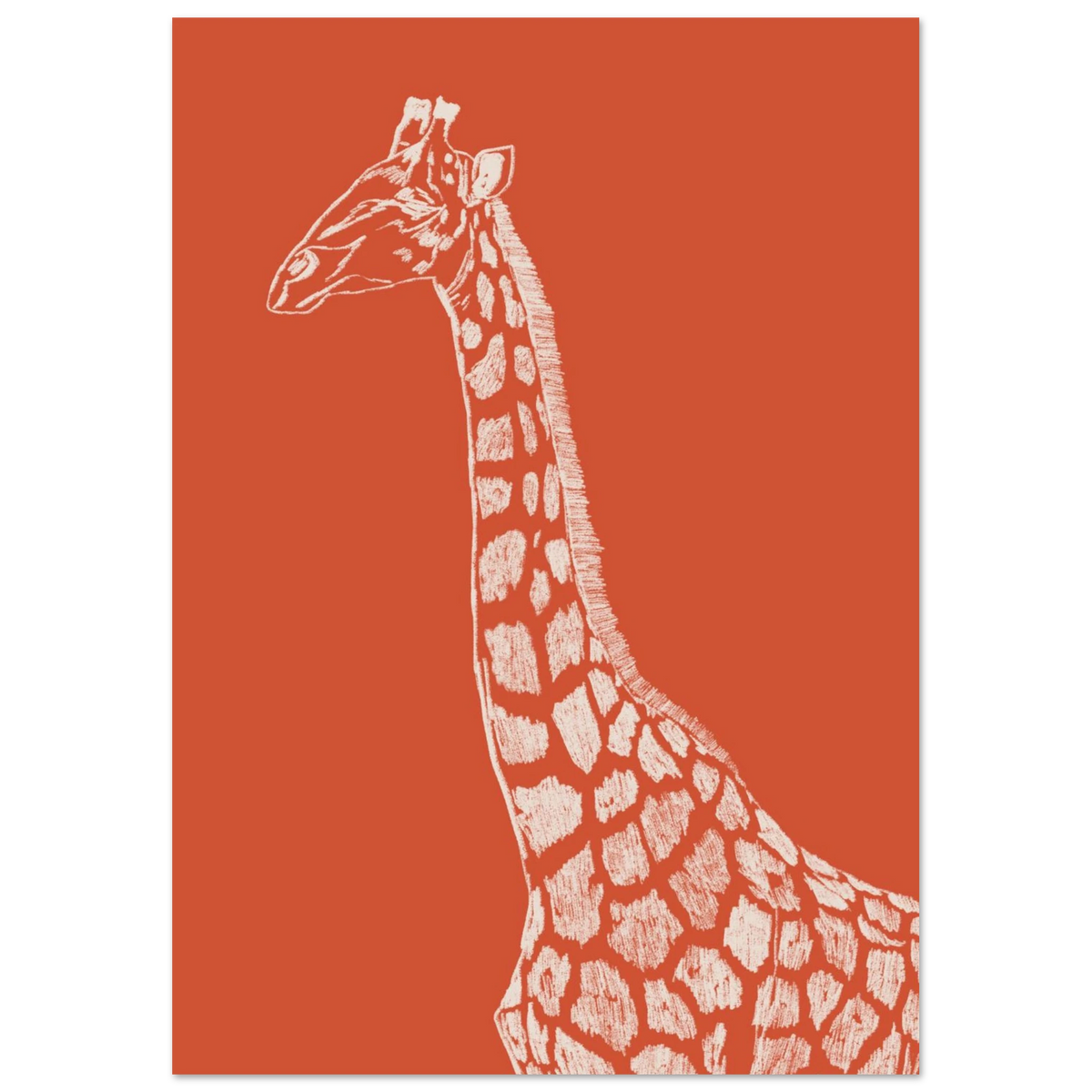 La girafe version orange, œuvre originale au crayon signée Aude de Riberolles