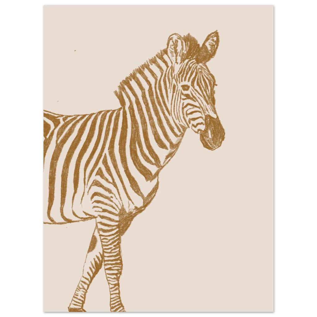 Le grand zèbre version couleur, œuvre originale au crayon signée Aude de Riberolles