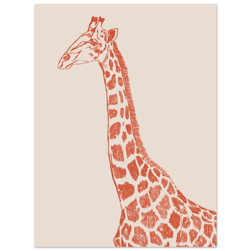La grande girafe version couleur, œuvre originale au crayon signée Aude de Riberolles