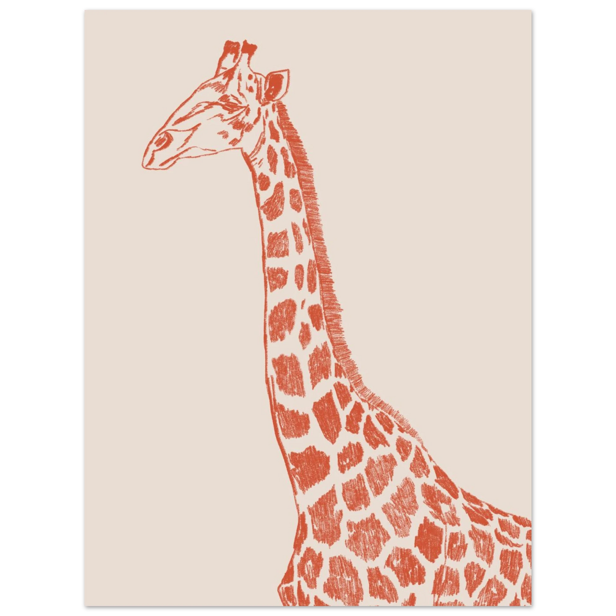 La grande girafe version couleur, œuvre originale au crayon signée Aude de Riberolles