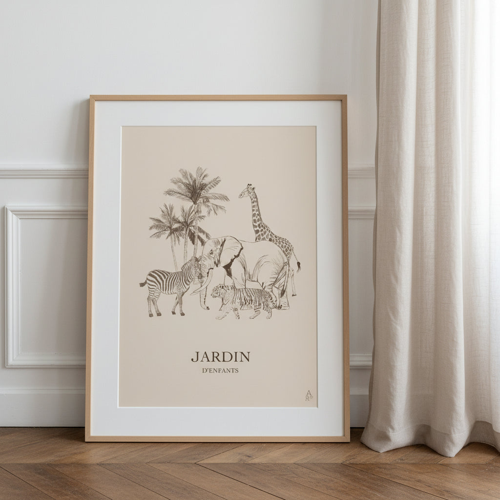 Jardin d'Enfants version marron, affiche pour chambre d'enfant – Aude de Riberolles