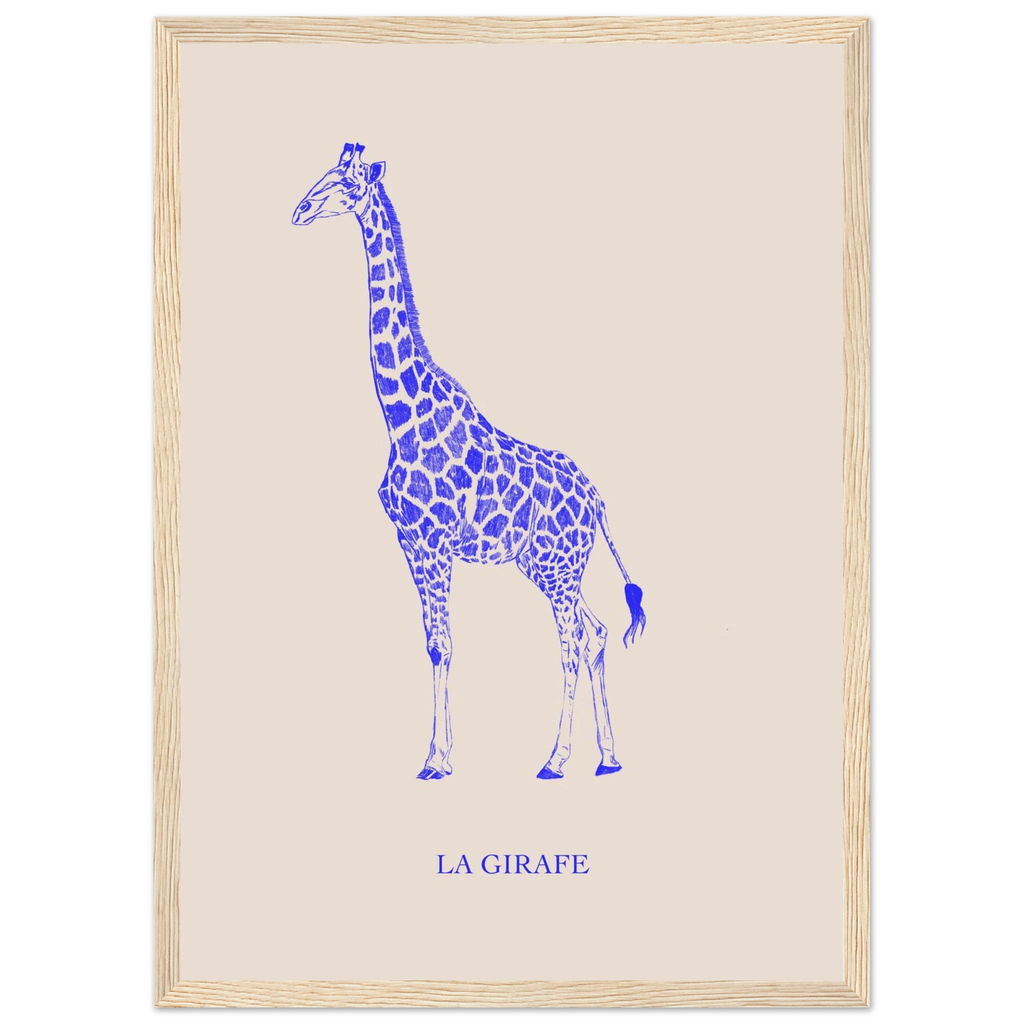 La girafe bleu électrique, œuvre originale signée Aude de Riberolles