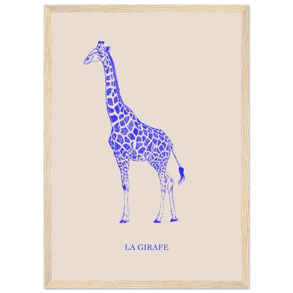 La girafe bleu électrique, œuvre originale signée Aude de Riberolles