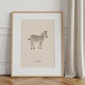 Le zèbre version marron, dessin au crayon aux tons chaleureux – Aude de Riberolles