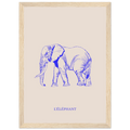 L'éléphant bleu électrique, imprimé sur papier mat premium, prêt à accrocher