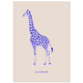 La girafe bleu électrique, dessin au crayon aux nuances vibrantes
