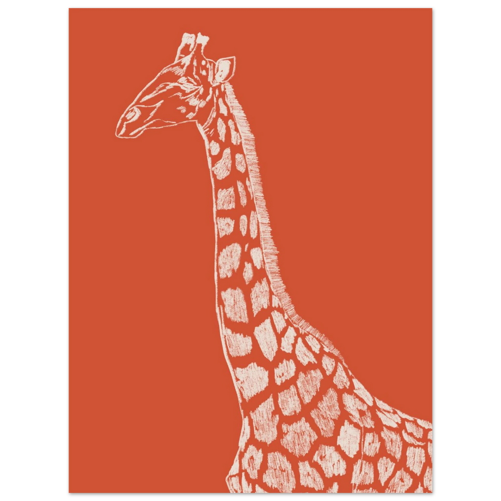 La girafe version orange, dessin au crayon aux tons naturels