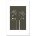 Affiche Double buste kaki, art classique et design minimaliste – ADR Gallery
