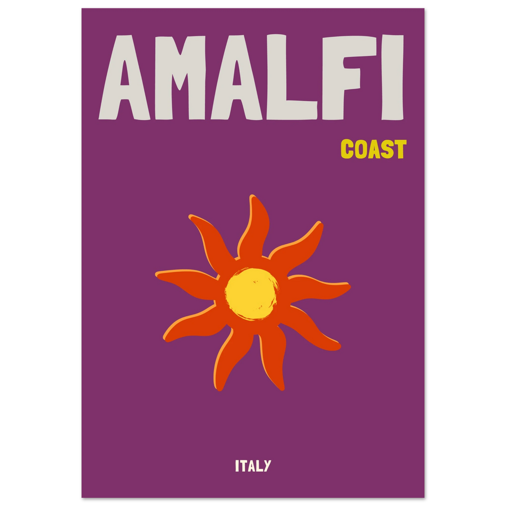 Affiche graphique Amalfi Coast, destination soleil et voyage – ADR Gallery