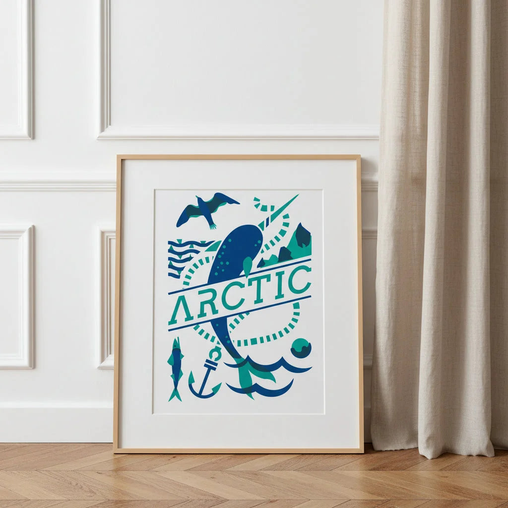 Artic, illustration en papier poché par Julie Parmentier – affiche d’art