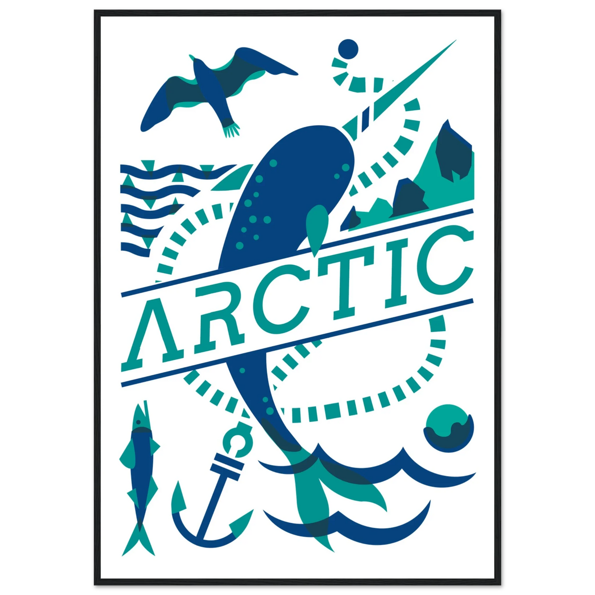 Artic, papier poché de Julie Parmentier encadré – visuel 4