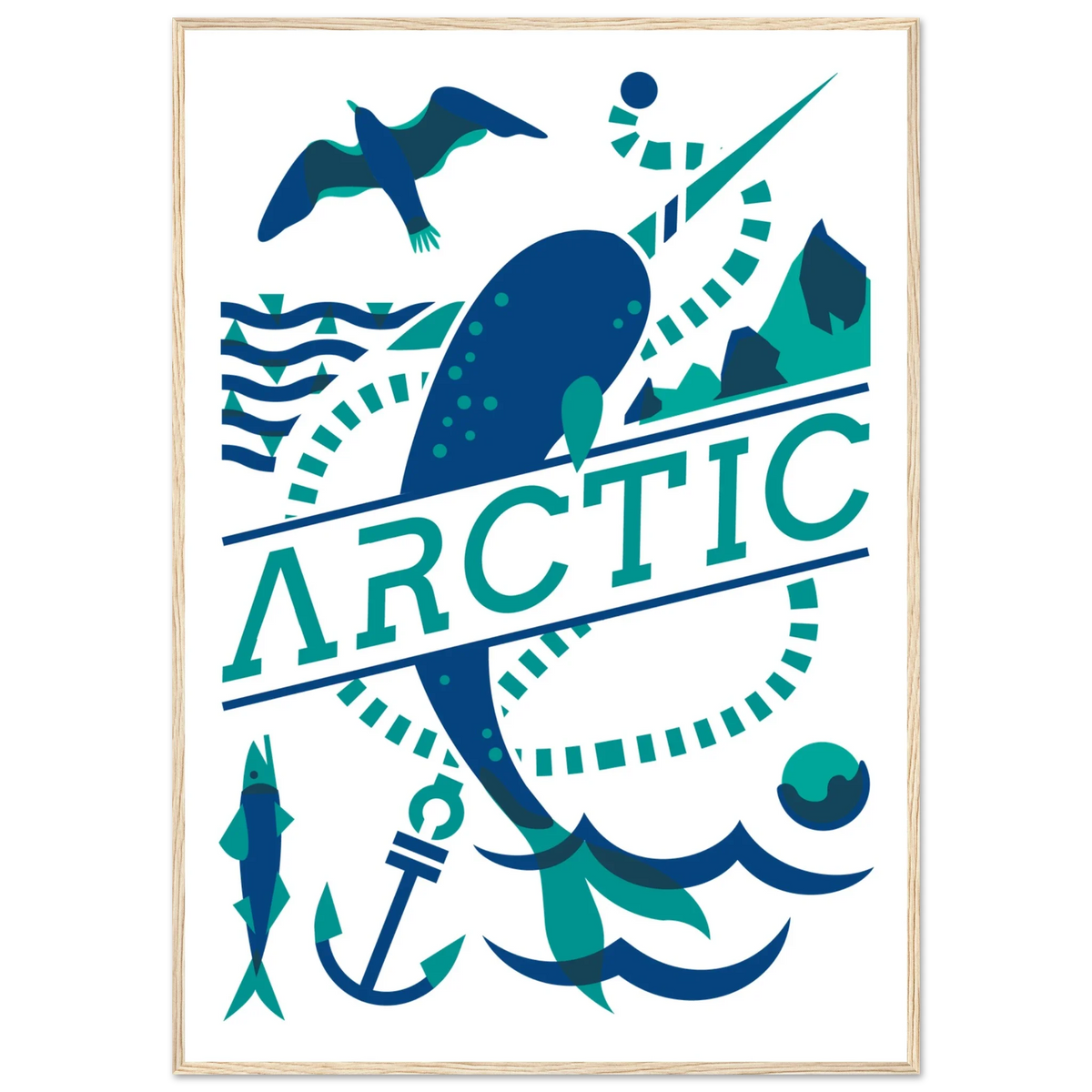 Artic, illustration en papier poché par Julie Parmentier – affiche encadrée
