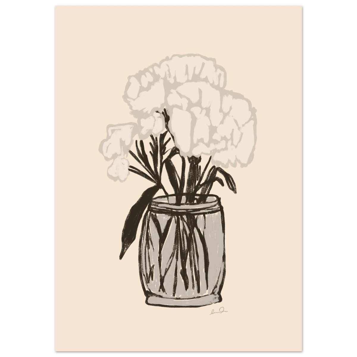 Bouquet de fleur blanches, affiche illustrée d'Émilie J. Ouellet – visuel 4