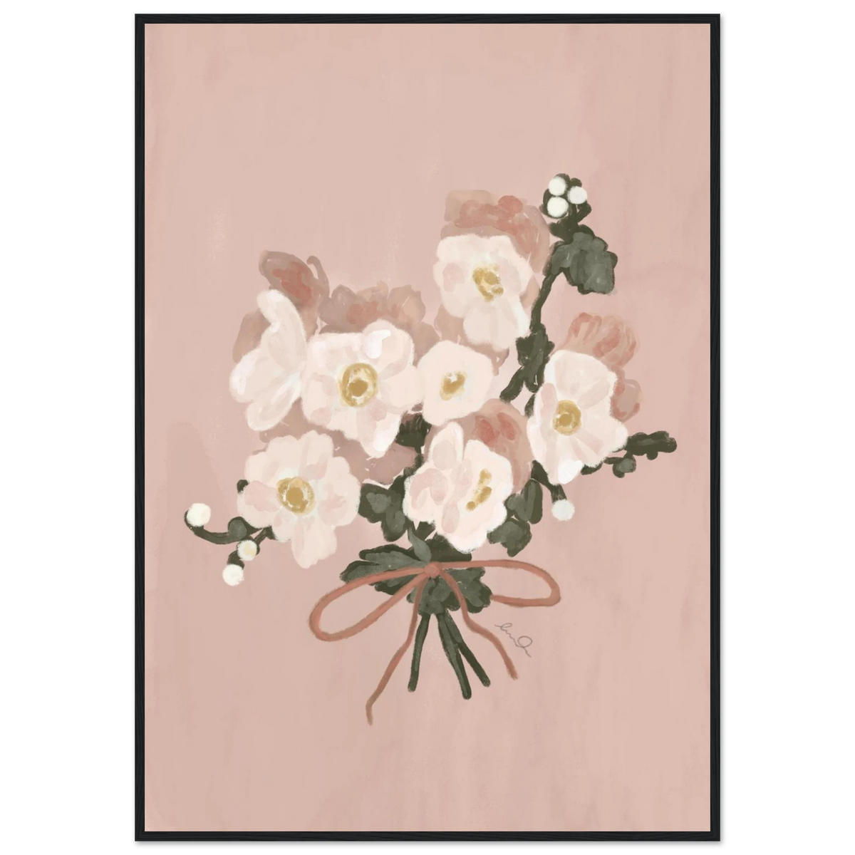 Bouquet de fleur fille, affiche illustrée d'Émilie J. Ouellet encadrée – visuel 2