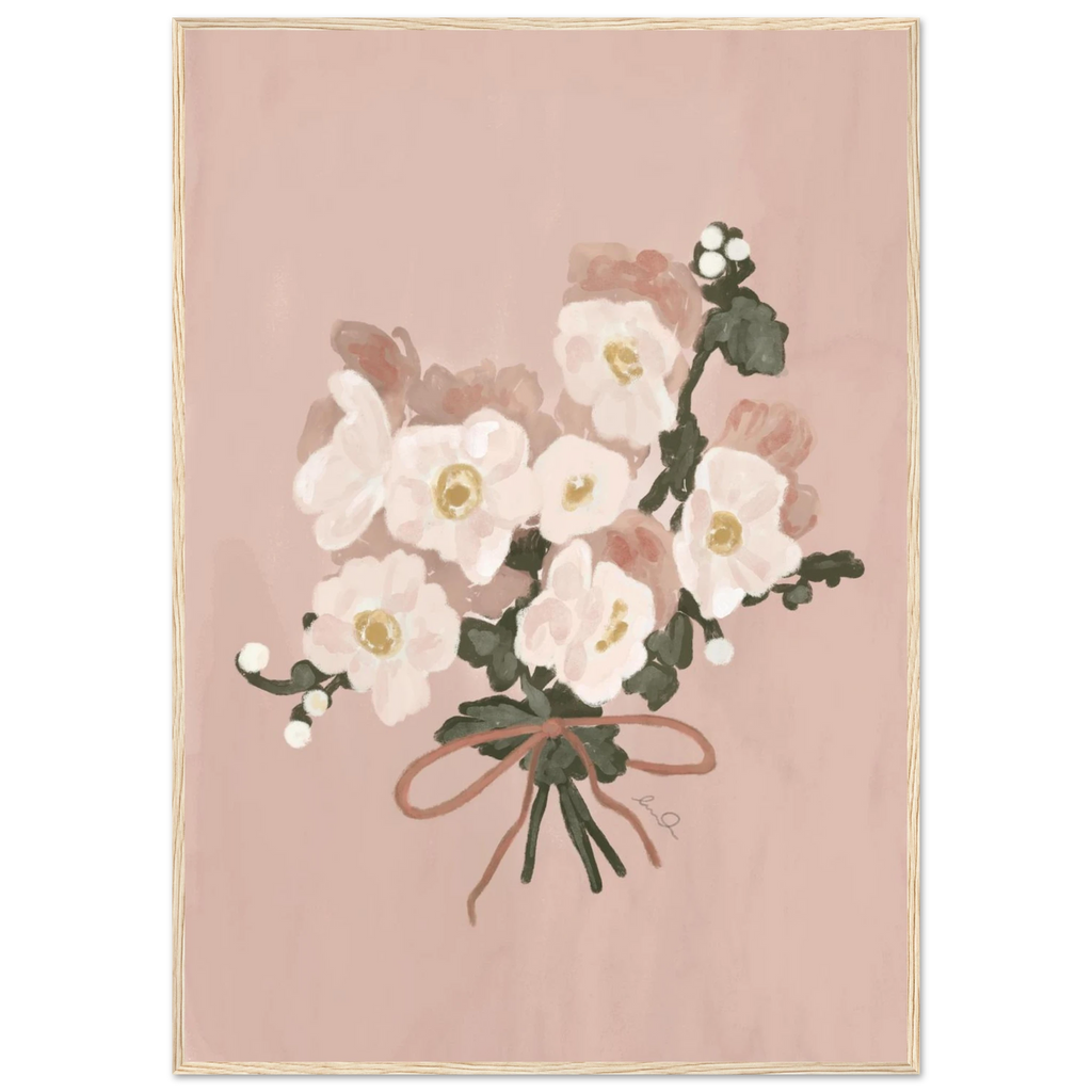 Bouquet de fleur fille, illustration d'Émilie J. Ouellet – affiche encadrée