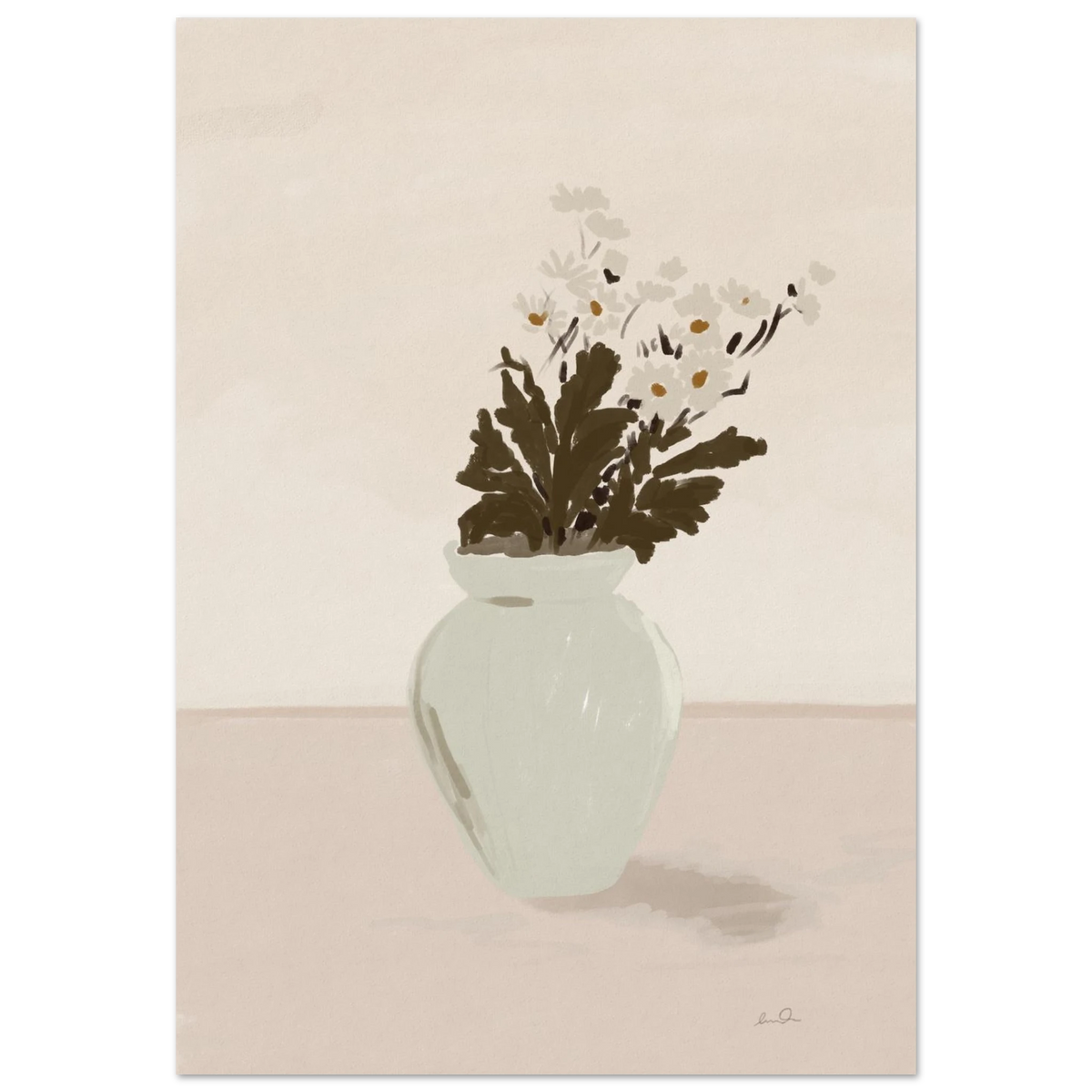 Bouquet de marguerites, illustration d'Émilie J. Ouellet – affiche d’art
