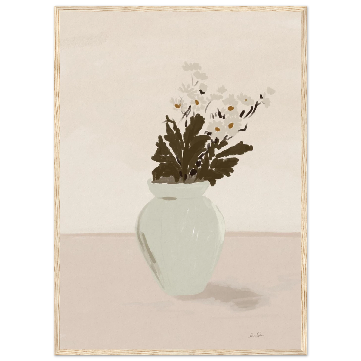 Bouquet de marguerites, affiche illustrée d'Émilie J. Ouellet encadrée – visuel 2