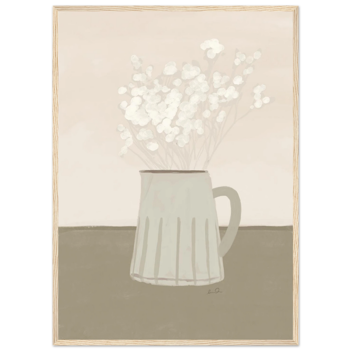Bouquet de petites fleurs blanches, affiche illustrée d'Émilie J. Ouellet encadrée – visuel 3