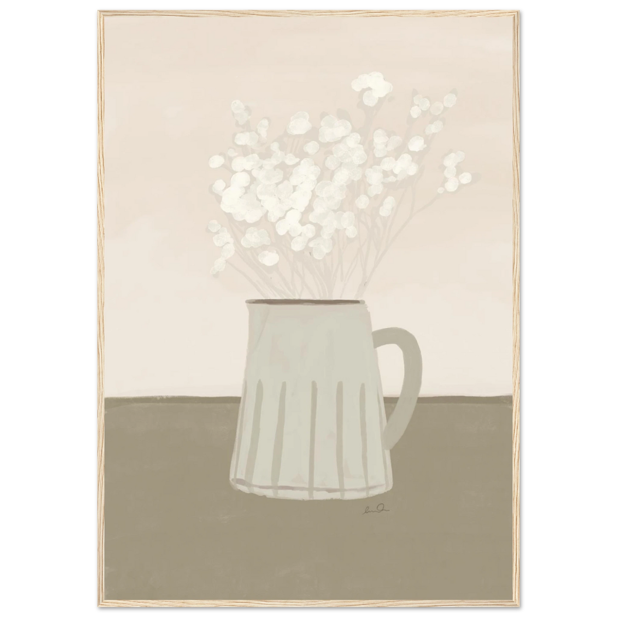 Bouquet de petites fleurs blanches, affiche illustrée d'Émilie J. Ouellet encadrée – visuel 4