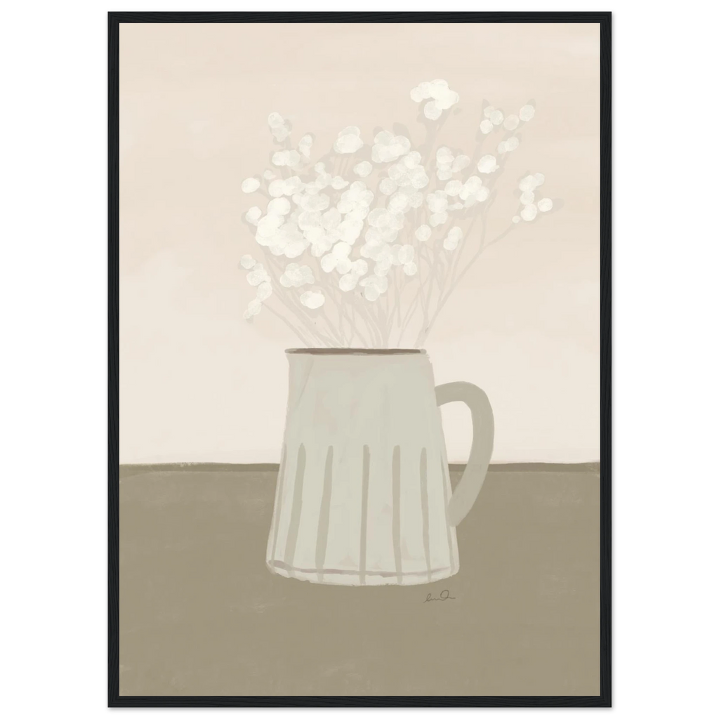 Bouquet de petites fleurs blanches, affiche illustrée d'Émilie J. Ouellet encadrée – visuel 5