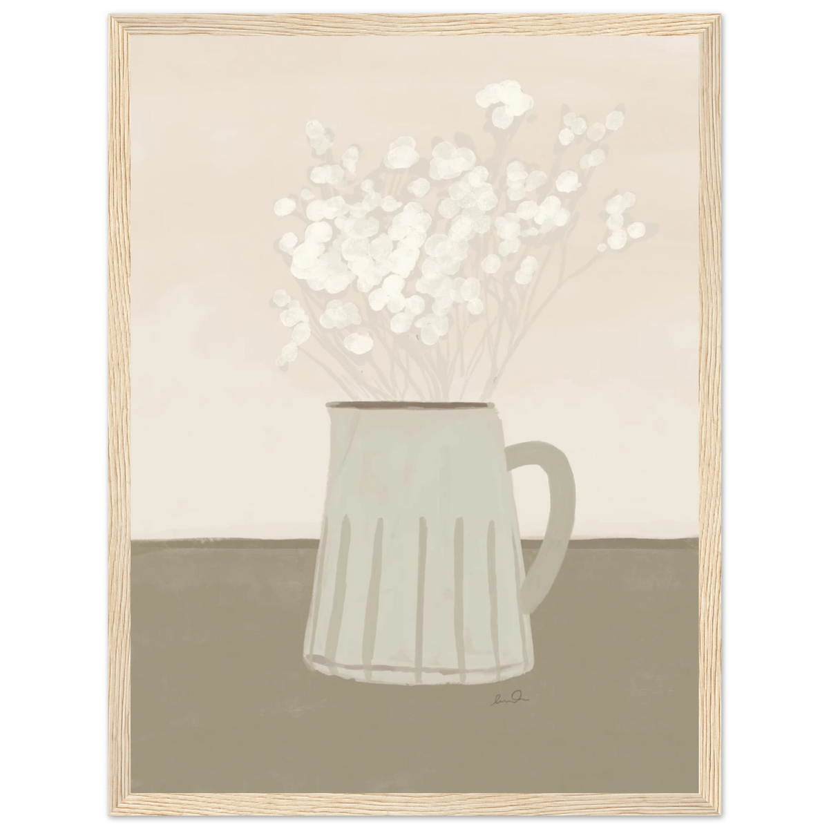 Bouquet de petites fleurs blanches, affiche illustrée d'Émilie J. Ouellet encadrée – visuel 7