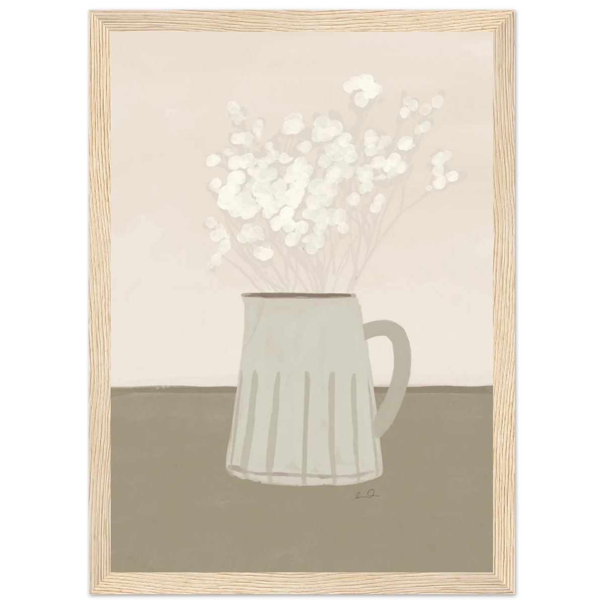 Bouquet de petites fleurs blanches, affiche illustrée d'Émilie J. Ouellet encadrée – visuel 8