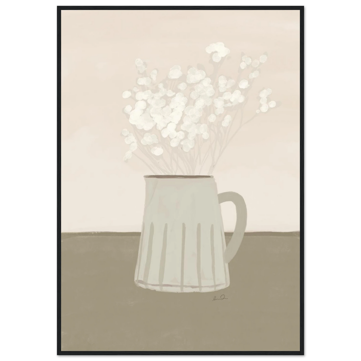 Bouquet de petites fleurs blanches, affiche illustrée d'Émilie J. Ouellet encadrée – visuel 9