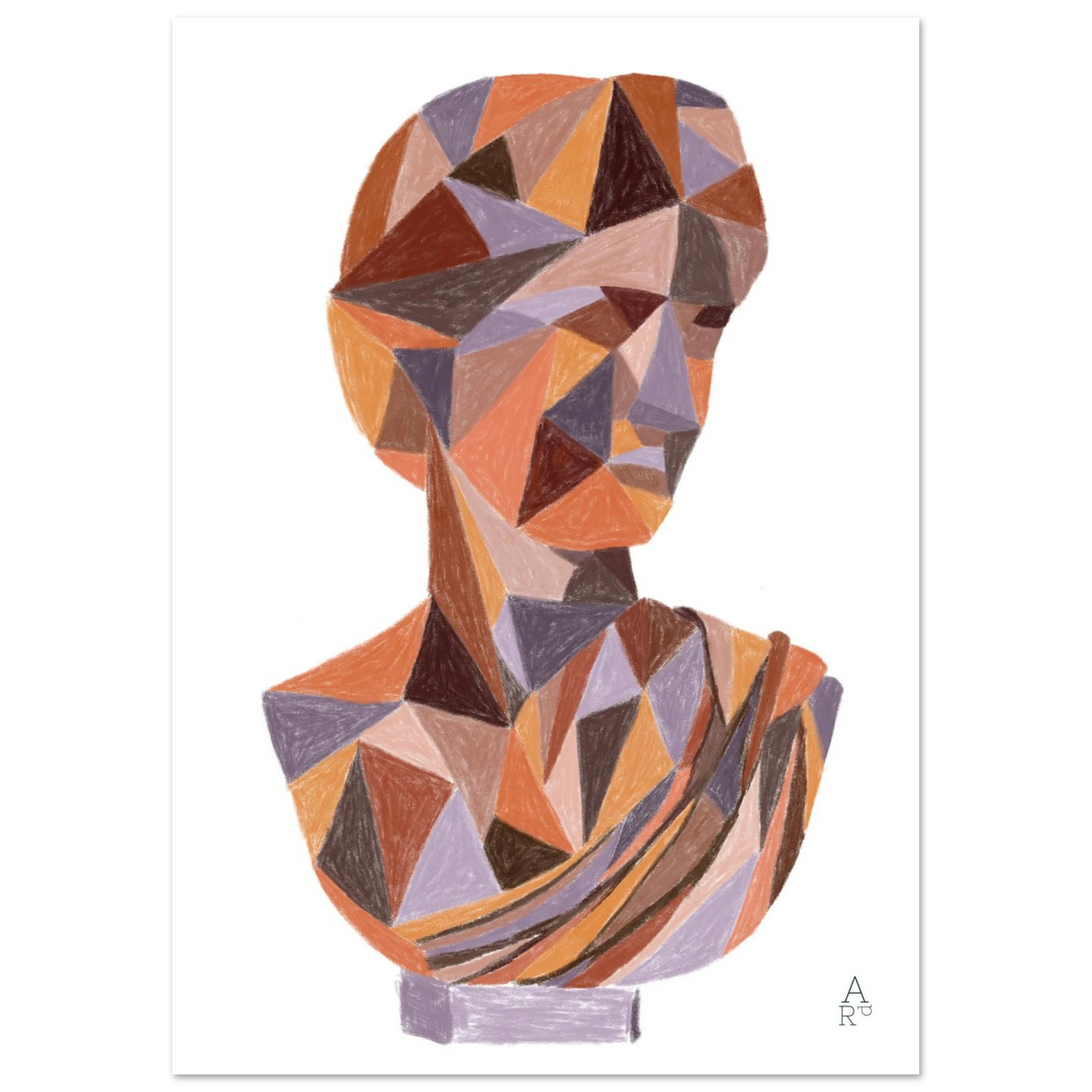 Buste Patchwork N°4, affiche d'art français en situation – ADR Gallery