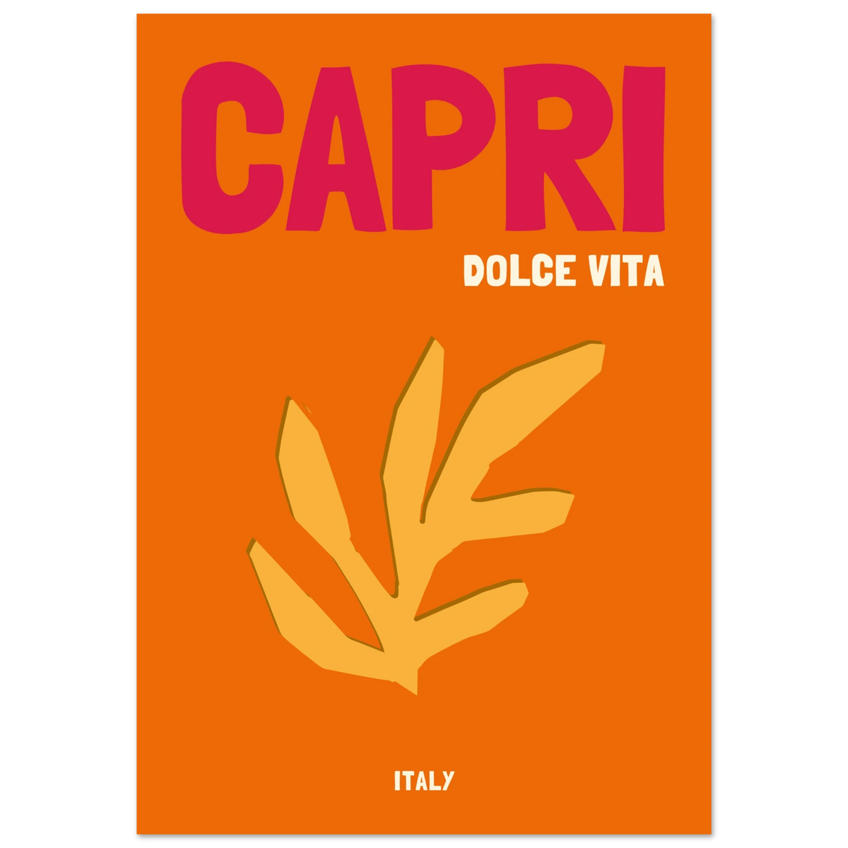 Affiche graphique Capri Dolce Vita, destination soleil et voyage – ADR Gallery