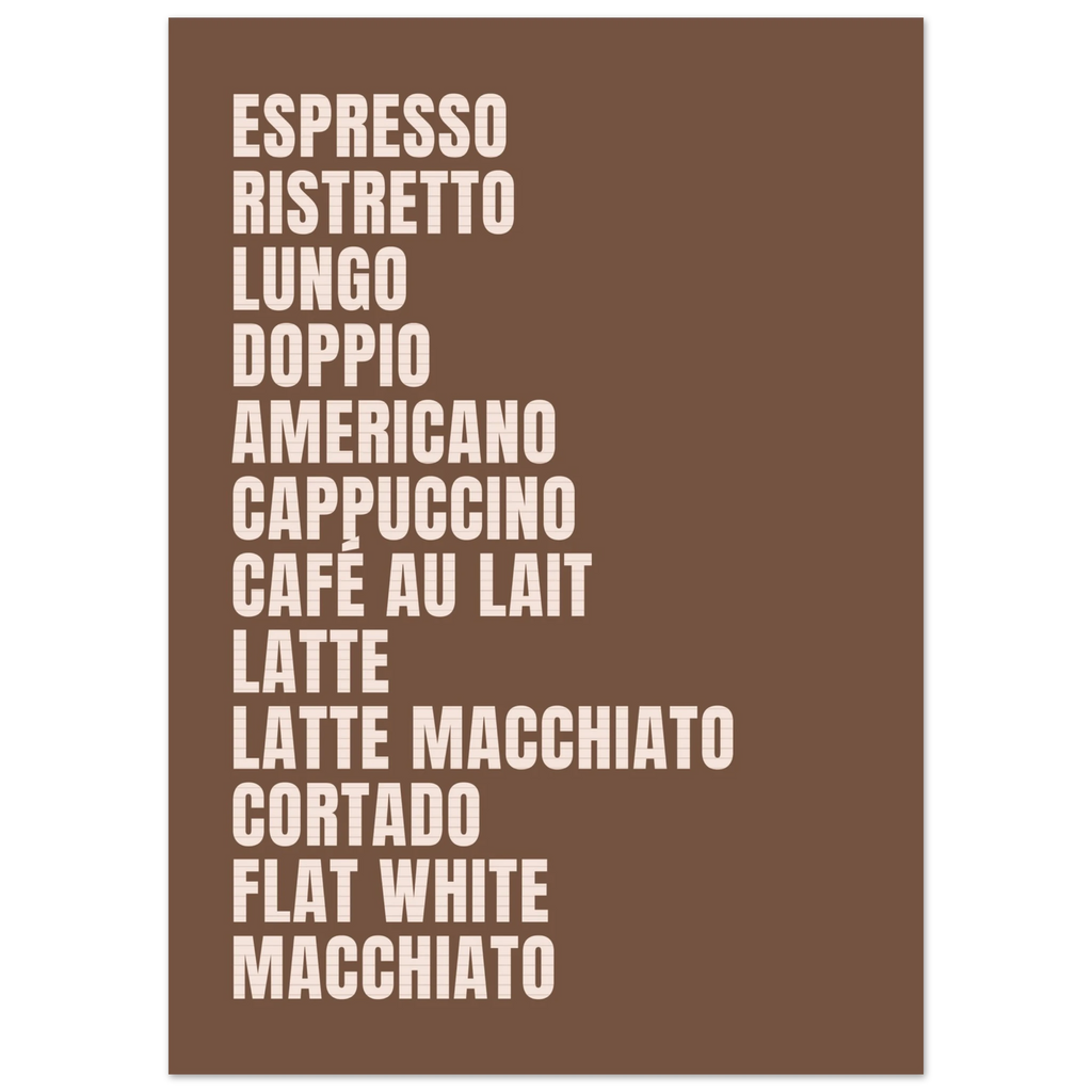 Coffee menu, affiche sur papier mat premium – ADR Gallery