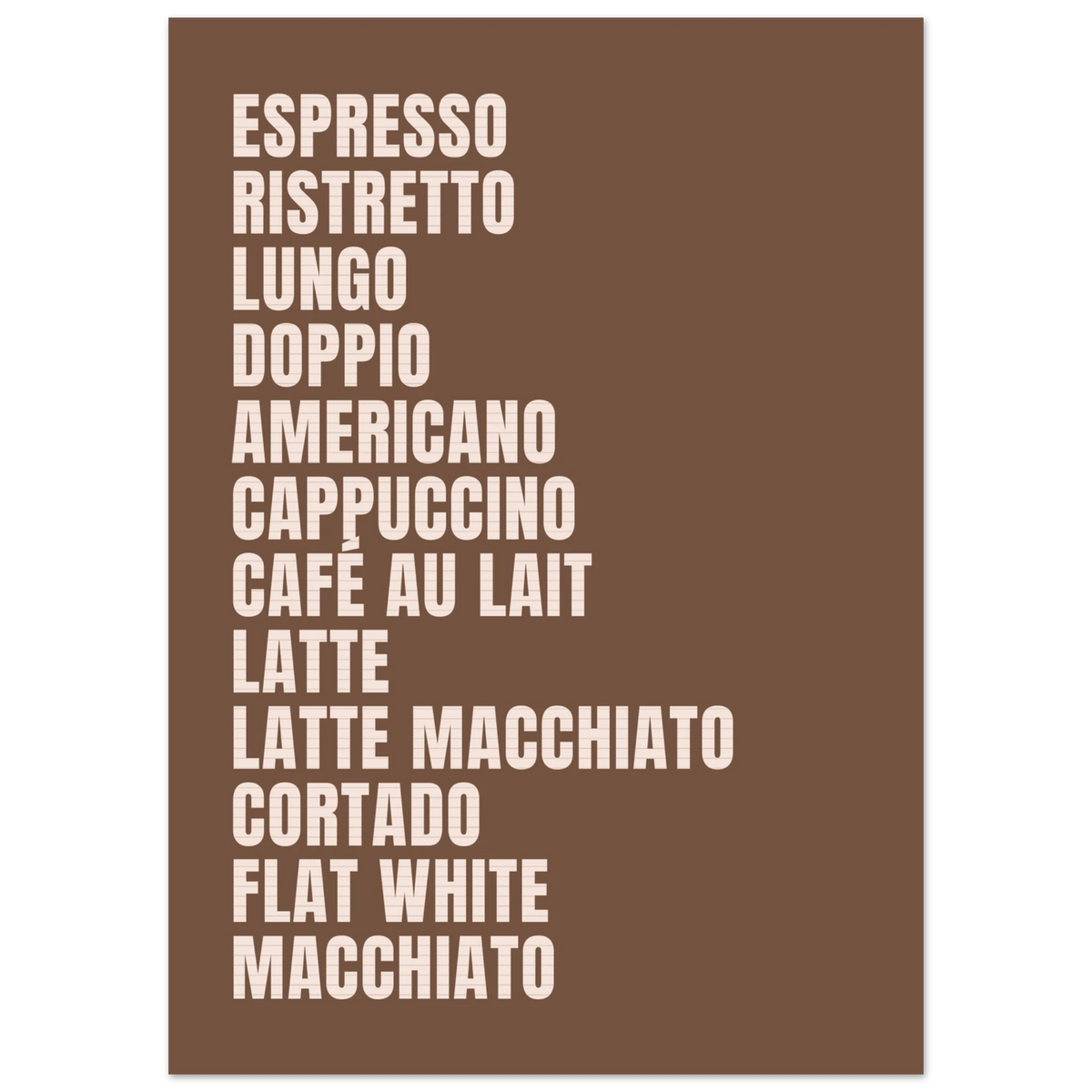 Coffee menu, affiche sur papier mat premium – ADR Gallery