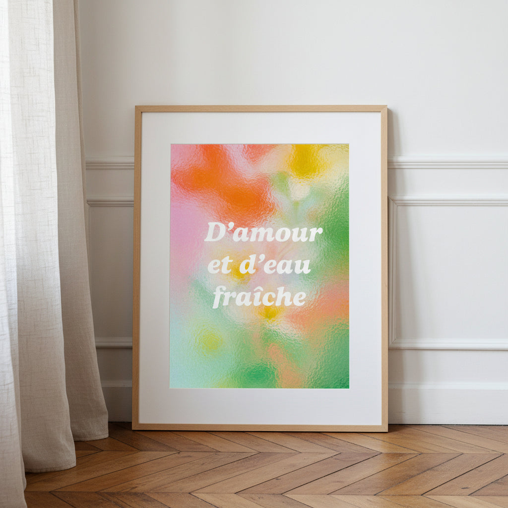 Affiche typographique « D'amour et d'eau fraiche » – décoration murale ADR Gallery