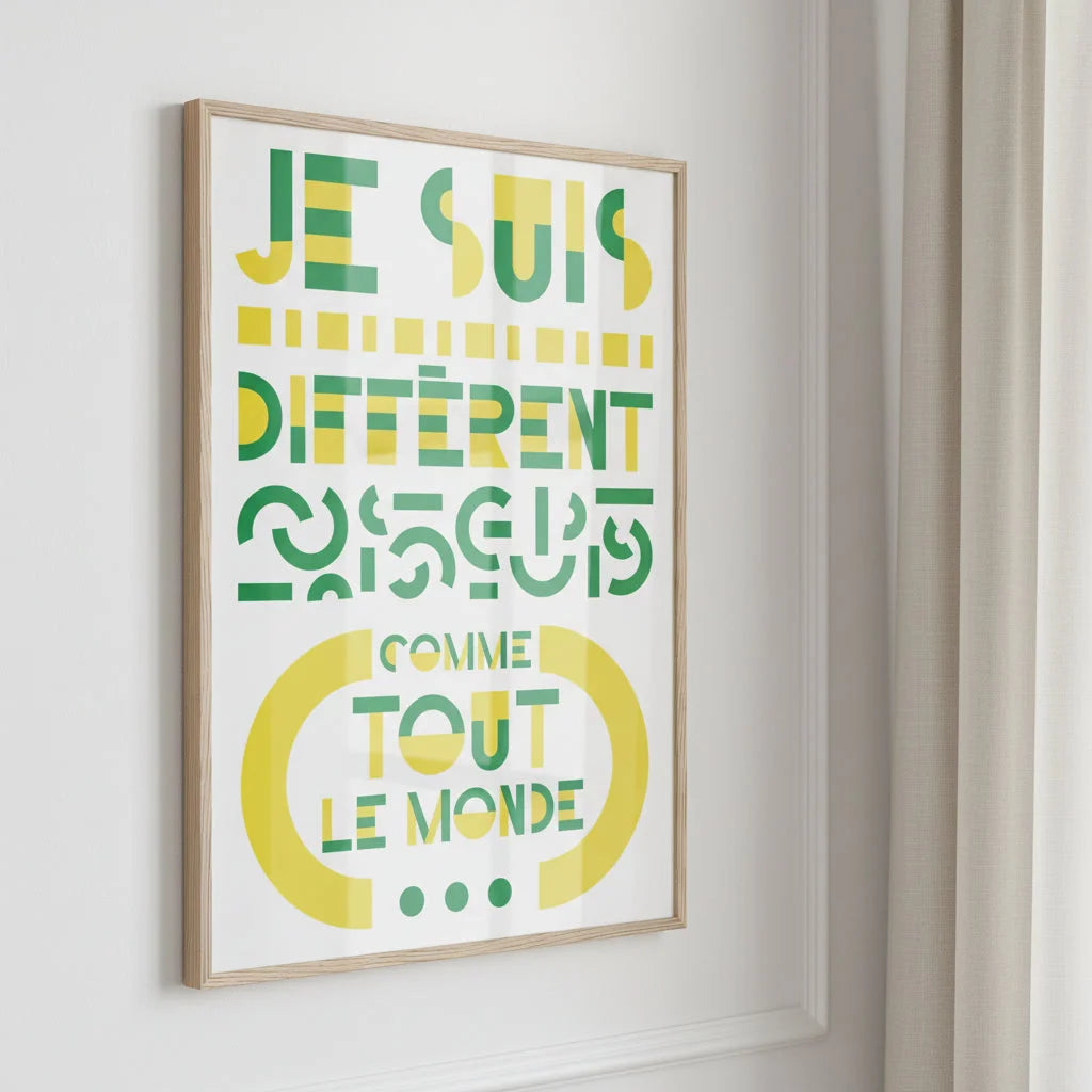 Différent, illustration en papier poché par Julie Parmentier – affiche encadrée