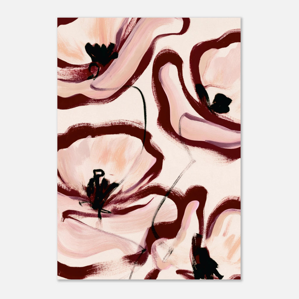 Grande peinture fleurs abstraites rose poudré bordeaux, affiche – visuel 6, ADR Gallery