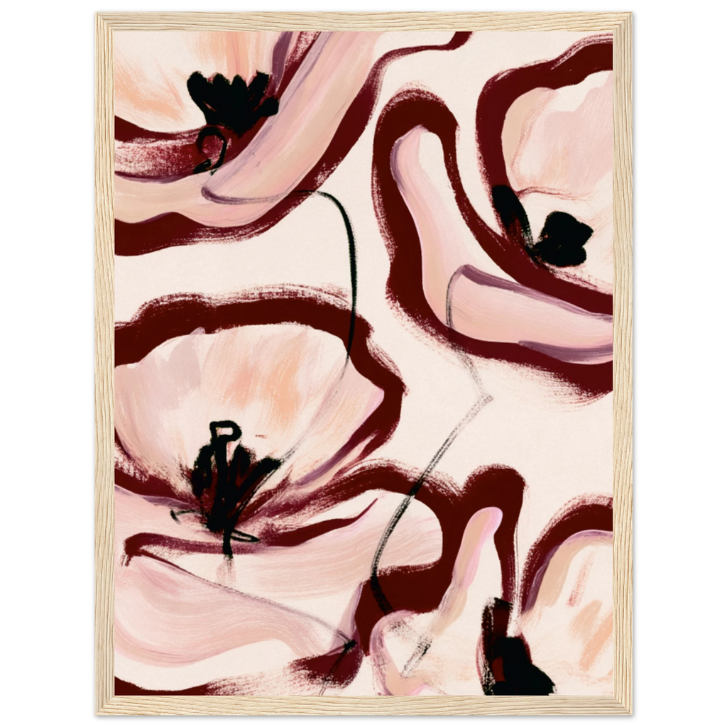 Grande peinture fleurs abstraites rose poudré bordeaux, affiche encadrée – visuel 9, ADR Gallery